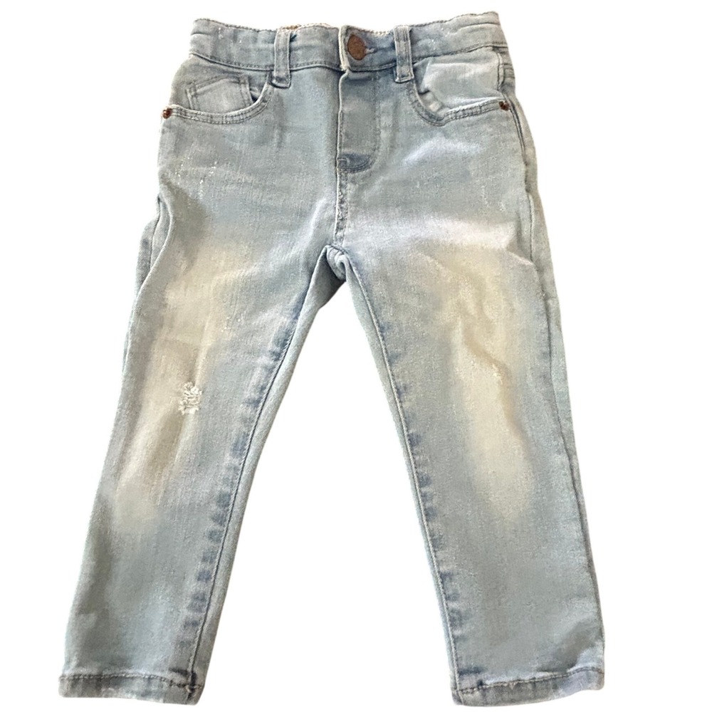 Toddler Boys Light Wash Distressed Straight Leg Denim Jeans Five Pocket Classic